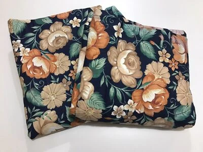 Vtg Floral Cotton Fabric Historic American Museum Collection Spectrix Blue Rose - Image 1 of 4