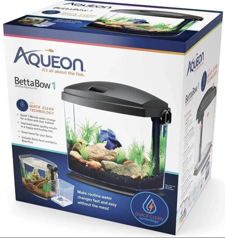 Kit de acuario Aqueon BettaBow 1 con tecnología de limpieza rápida negro - 1 galón Foto 1 de 1