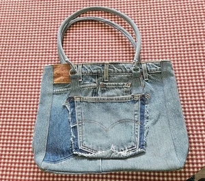 Vintage Hand & Herz Levi's Denim Jeans Handtasche mit Denim Griffe 12"x17" - Bild 1 von 11