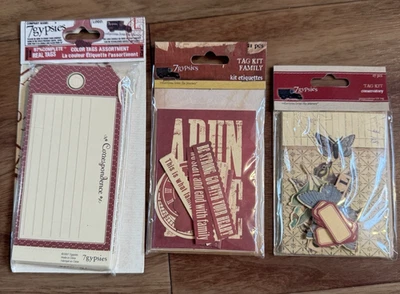 LOTE DE 3 kits de etiquetas para gitanos, adornos de álbum de recortes/diario basura, NUEVO Foto 1 de 4