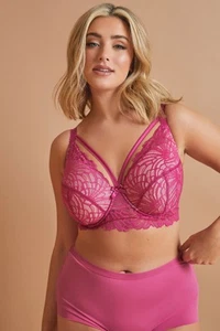 Yours Curve Womens Plus Size Lace Strap Detail Padded Underwired Longline Bra - Picture 1 of 10