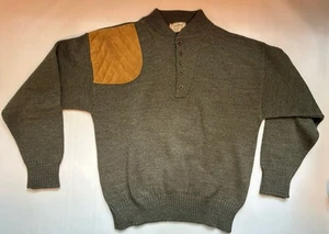 Vtg LL Bean Mens Large Sweater High Trek Yarn Henley Shooting Hunting patch USA - Picture 1 of 5