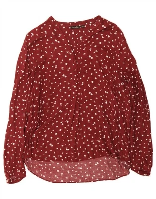 MASSIMO DUTTI Womens Long Sleeve Blouse Top EU 42 Large Maroon Floral CM05 - Image 1 of 3