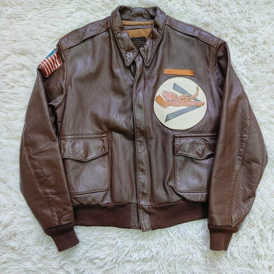 J.A.DUBOW A-2 Chaqueta de Vuelo Cuero Genuino 44 Marrón Usado Hecho en EE. UU. Foto 1 de 4