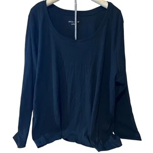 Ava & Viv Women's Plus Size Black Ribbed Long Sleeve T-Shirt - Size 2X - NWT - Picture 1 of 7