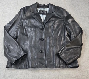 Wilsons Leder Damen Mantel schwarz Glattleder Knopfleiste gefüttert Größe XL - Bild 1 von 9