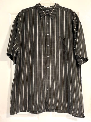 Marc Edwards Button Front Shirt Size 2XLT Black Stripes Luxury Microfiber Collar - Image 1 of 4