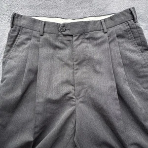 Chaps Ralph Lauren Pants Mens 33x34 Gray Pleated Dress Trousers Cuffed Classic - Picture 1 of 18