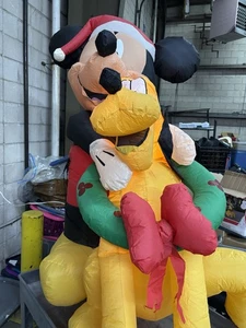 Gemmy Disney 90th Christmas 5 ft Mickey Mouse & Pluto Light Up Inflatable - Picture 1 of 2