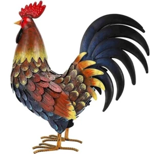Metal Rooster Statue Yard Art Large Figurine Sculpture Lawn Chicken Patio Decor - Picture 1 of 10