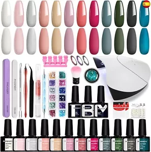 Kit Uñas Semipermanentes Phoenixy con 36W U V/LED Lámpara, 12 Colores Uñas Se - Imagen 1 de 9