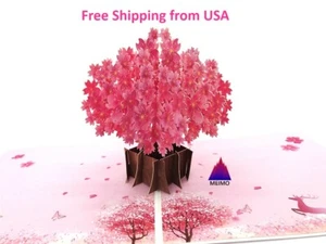 3D Pop Up Card Sakura Cherry Blossom Birthday Anniversary Valentine Mom Mother - Picture 1 of 11