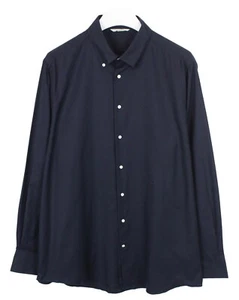 SUITSUPPLY Extra Slim Fit Formal Shirt Men's 3XL Dark Blue Button Down Collar - Picture 1 of 10