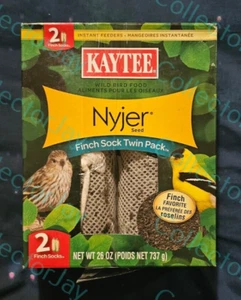 Kaytee Nyjer Seed Finch Sock Twin Pack 26 oz Finch Bird Feeders Reusable *NEW* - Picture 1 of 2