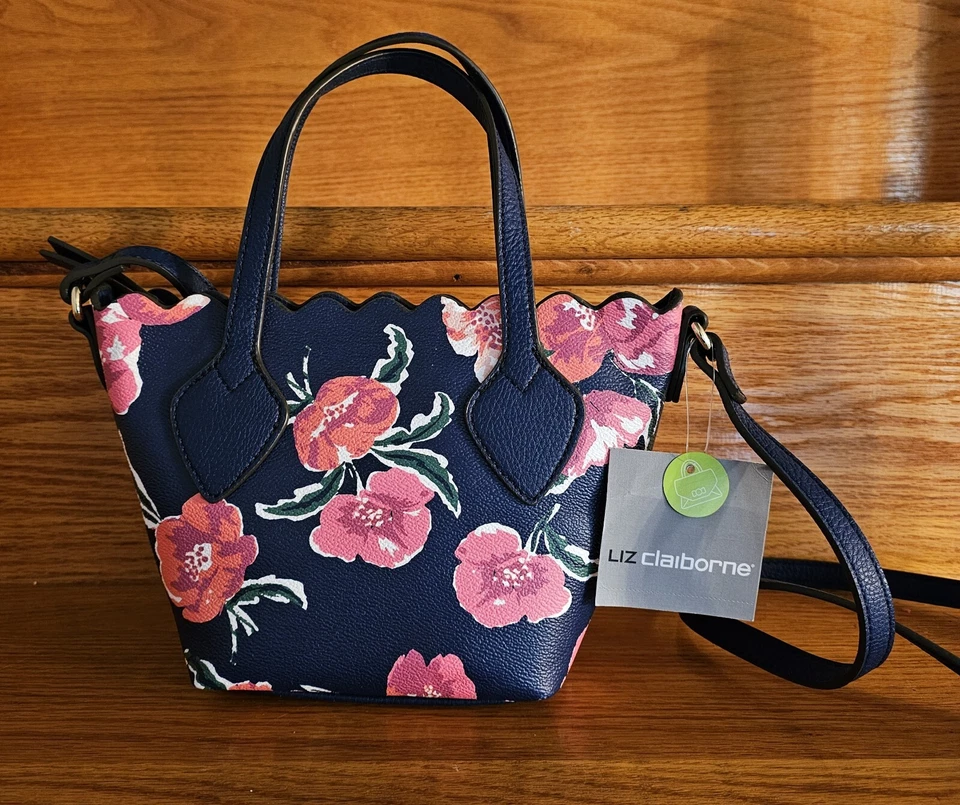 Liz Claiborne GABBY 小手提包钱包斜挎包可调节肩带全新带标签 — 第 1/4 张图片