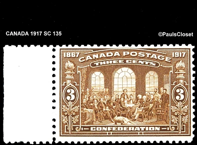 CANADA 1917 SC 135 THE FATHERS OF CONFEDERATION 3¢ BROWN MNH OG VERY FINE - Image 1 of 2