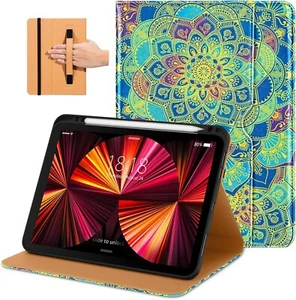 Apple iPad Pro 1-4 Gen 11 inch Smart Case Cover Stand PU Leather Mandala pen hol - Picture 1 of 8