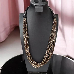 Collar Multi Hilo Semilla Cuentas Madera Boho Étnico Tribal Años 70 Años 80 De Colección Largo - Imagen 1 de 7