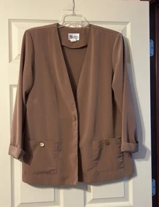 Vintage Maggie Sweet Tan Blazer Petite Large - Picture 1 of 5