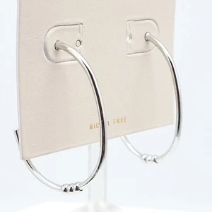 14th & Union 3/4 Hoop Oval Earrings Silver Tone Stationary Beads Nickel Free NEW - Picture 1 of 5