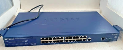 Netgear ProSafe FS726T 24 Port 10/100 Smart Switch 2 Gigabit Ports Cord Working - Image 1 of 4