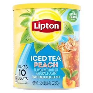 Lipton Peach Iced Tea Mix Powder 1.67 lb Makes 10 Quarts Refreshing Flavor - Picture 1 of 5