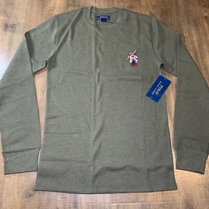 Polo Ralph Lauren grün Ski Bär Waffelstrick Thermo Rundhalsausschnitt Herren Größe Small - Bild 1 von 5
