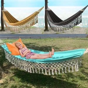 Boho Hammock Camping Hammock Outdoor Hanging Swing Sleeping Garden Patio US - Picture 1 of 31