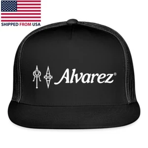 Gorra de camionero ajustable negra con logotipo de guitarra Álvarez talla adulto - Imagen 1 de 5