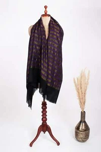 Shimmery Cashmere Scarves Purple Black and Gold Contemporary Pashmina Shawl - Picture 1 of 5