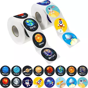 600 PCS Solar System Stickers Roll 1.5” for Kids Toddlers Planets Astronauts - Picture 1 of 12