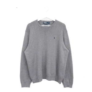 Vintage Polo Ralph Lauren Strickpullover Pullover LARGE Herren Rundhals Grau - Bild 1 von 8