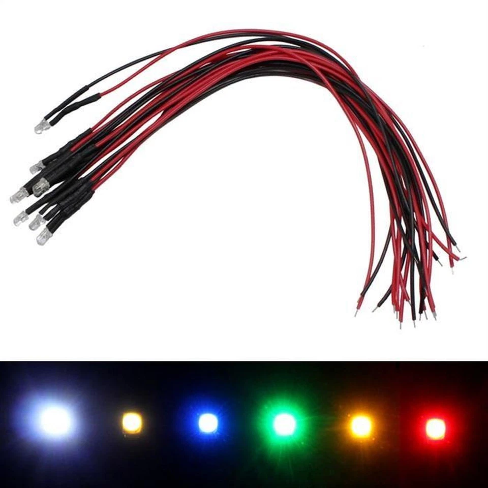 5x LED superluminosi 3mm Bianco Caldo 3000K per 12V 20cm Cavo 4000…6000mcd 30° - Immagine 1 di 1
