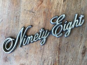 Vintage Oldsmobile Ninety-Eight 98 Script Side Panel Emblem OEM