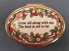 Vintage Staffordshire Enamels Oval Trinket Box GROW OLD ALONG WITH ME -- Boxed