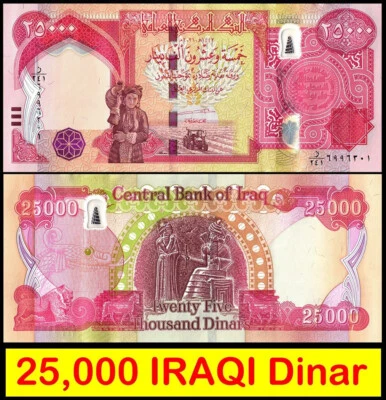 Iraqi Dinar 25000 IQD 25K Iraq Banknote Hybrid Polymer New UNC Foto 1 de 4