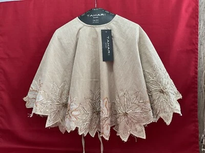 NUEVA FALDA TAHARI HOME 52” ORO TOSTADO METALIZADO FLOR DE PASCUA ÁRBOL DE NAVIDAD INDIA Foto 1 de 4