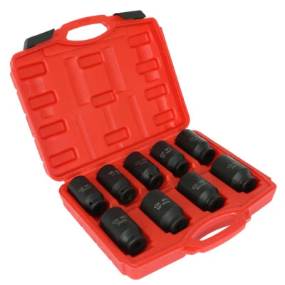 9Pcs Deep Impact Socket Set 1/2"Drive Metric Axle Hub Nut Socket 29-38mm 6-Point - Image 1 of 4