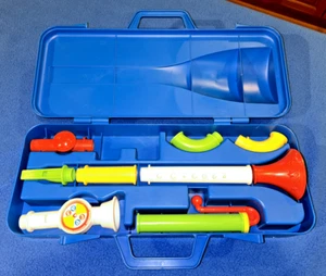 Fisher Price Crazy Combo Horn Set 604 Blue Case 1984 - Picture 1 of 11