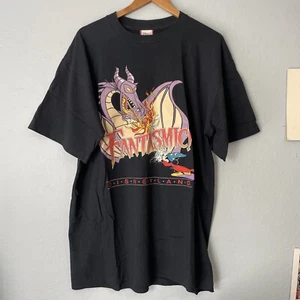 T-shirt anni 90 Deadstock Vintage Fantasia Disneyland Fantasmic XL disegni Disney - Foto 1 di 4