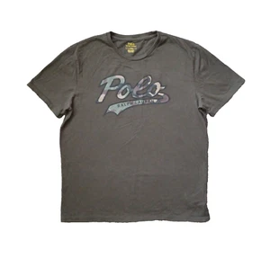 Polo Ralph Lauren T Shirt Mens M Green Logo Camo Script Graphic Single Stitch - Picture 1 of 18