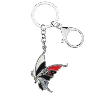 Enamel Alloy Floral 3D Swallowtail Butterfly Keychains Key Ring Insects Jewelry - Picture 1 of 11
