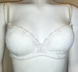 Reggiseno bianco 30 B Marks & Spencer balcone leggermente imbottito divertente e civettuolo - Foto 1 di 10
