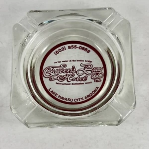 Vintage Queens Bay Hotel Advertising Glass Ashtray Lake Havasu City Arizona - Picture 1 of 5