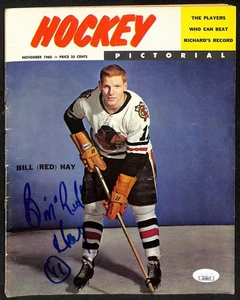 Ilustración de hockey firmada por Bill Hay Chicago Blackhawks noviembre 1960 JSA 197854 - Imagen 1 de 2
