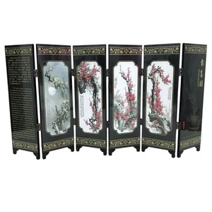 6-Panel Horse Screen Room Divider Wood Folding Partition Crafts Business Part UK - Picture 1 of 8