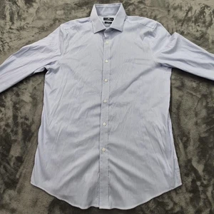 Psycho Bunny Dress Shirt Mens 16 34/35 Blue Stripe Slim Fit Stretch Non Iron - Picture 1 of 11