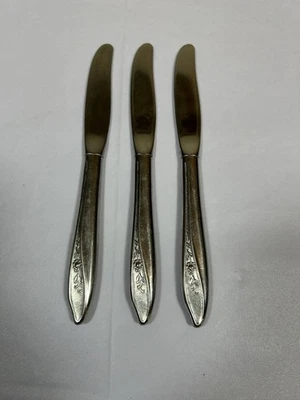 Juego de 3 cuchillos de cena cubiertos con textura rosa de acero inoxidable Sears Fashion EE. UU. Foto 1 de 2