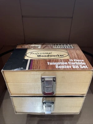 Professional Woodworker Router Bit 15pc Set Tungsten Steel Router Bits 1/4 Shank - Image 1 of 4