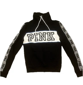 Pink Victoria's Secret schwarzes Damen-Sweatshirt mit Stehkragen und Logo XS - Bild 1 von 5